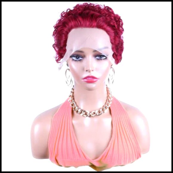 Short Curly Lace Front Wig Human Hair Pixie Cut Pre Plucked Glueless